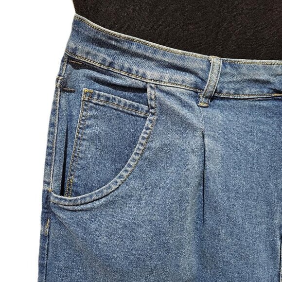 80s RETRO PLEATED BALLOON BARREL LIGHT WASH HIGH WAIST JEANS 2X EDGY DENIM - Picture 2 of 8